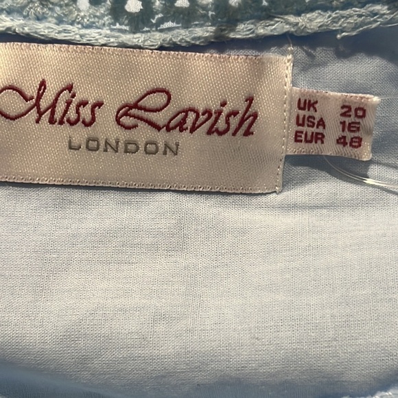 Blue  MISS LAVISH LONDON Sleeveless Chemise with Ruffled Hem, NIGHT GOWN, SIZE16 - Picture 8 of 9